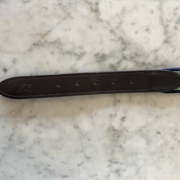 VINEYARD VINES  Marlin Print Canvas Club Leather Trim Belt 32 - Picture 12 of 15